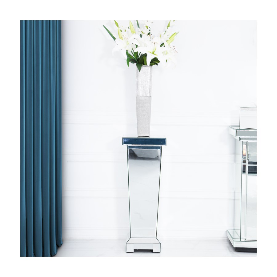 Silver Mirrored Medium Lamp Stand - Anais 