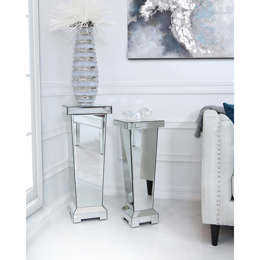 Silver Mirrored Medium Lamp Stand - Anais 