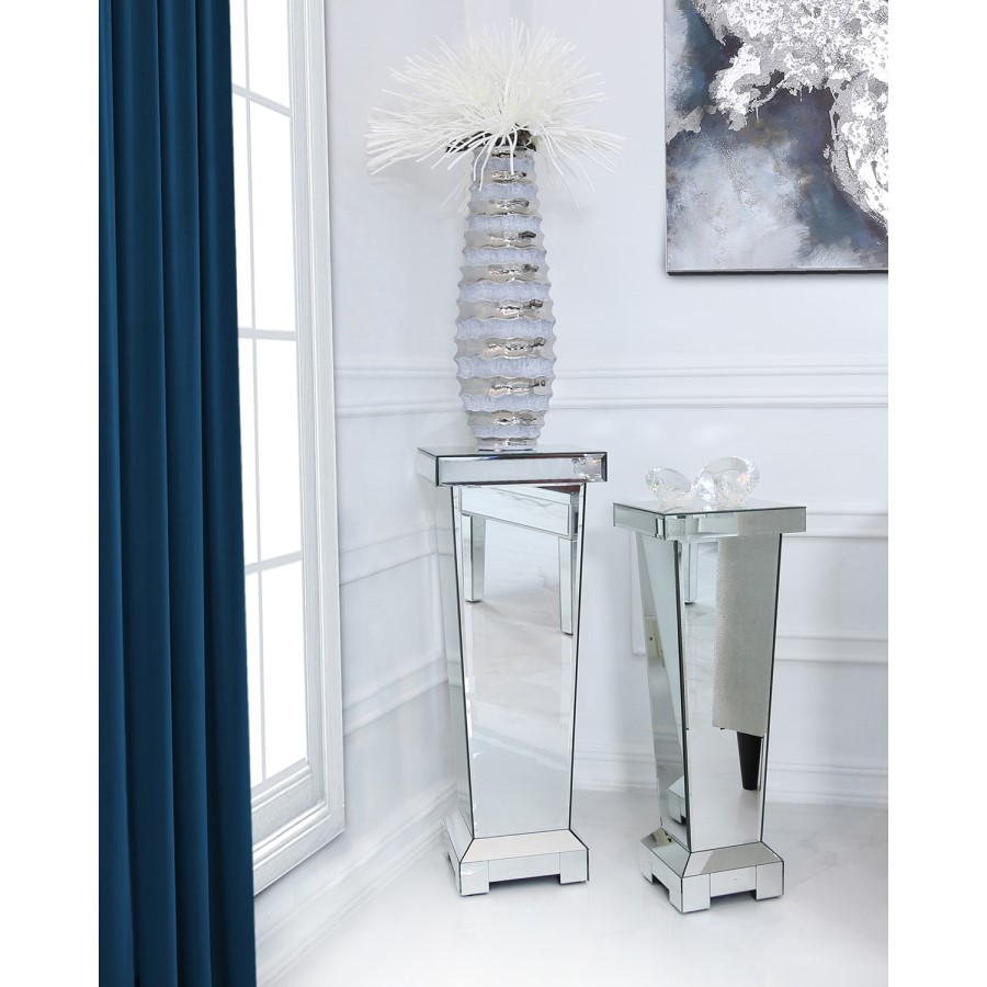 Silver Mirrored Large Lamp Stand - Anais 