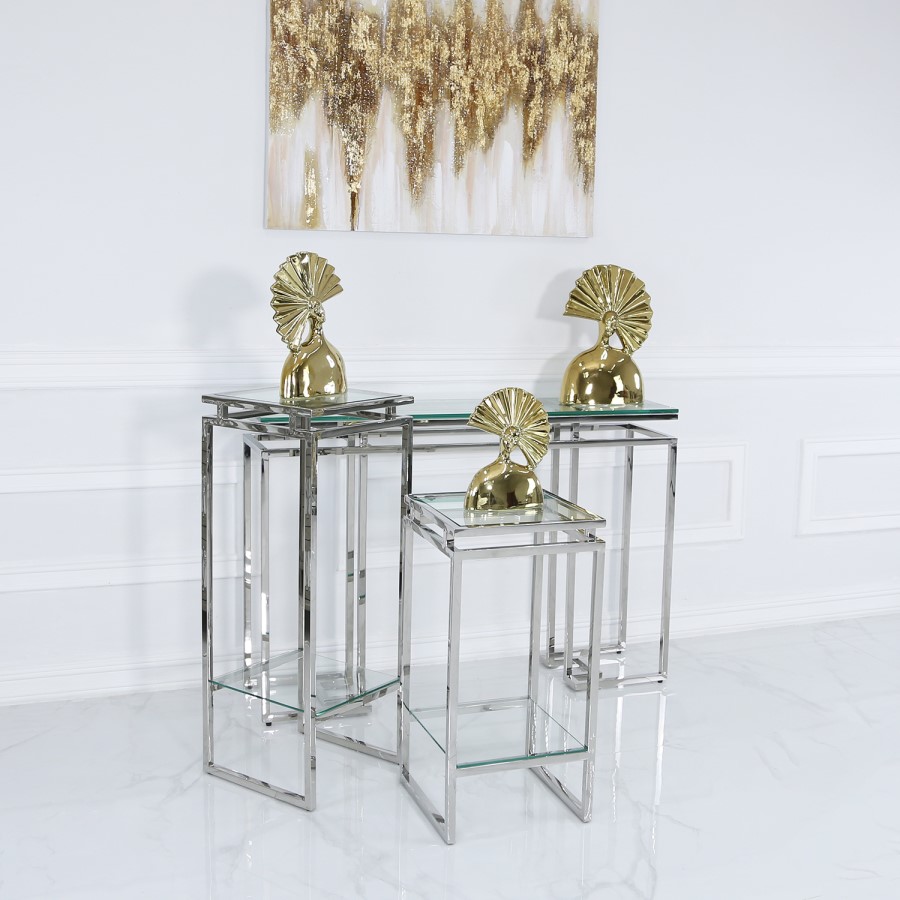 Medium Glass & Stainless Steel Plant Stand - Meridian