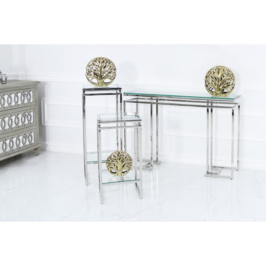 Medium Glass & Stainless Steel Plant Stand - Meridian