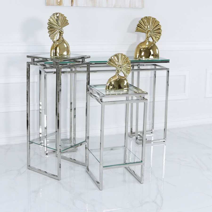 Medium Glass & Stainless Steel Plant Stand - Meridian