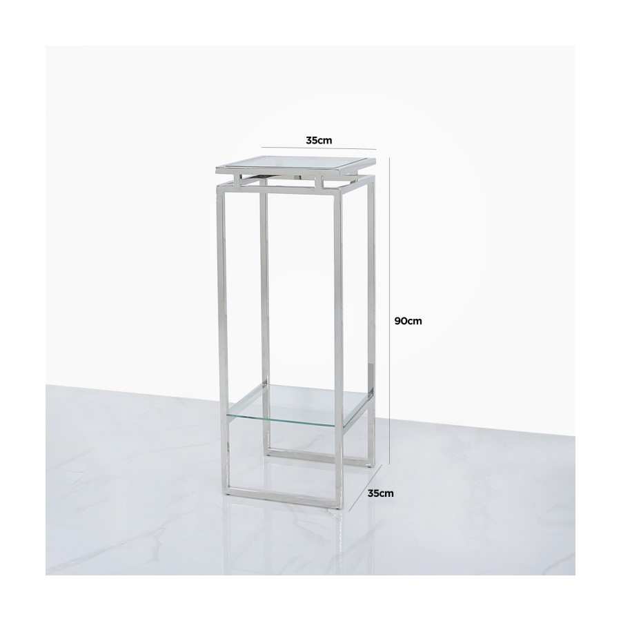 Medium Glass & Stainless Steel Plant Stand - Meridian
