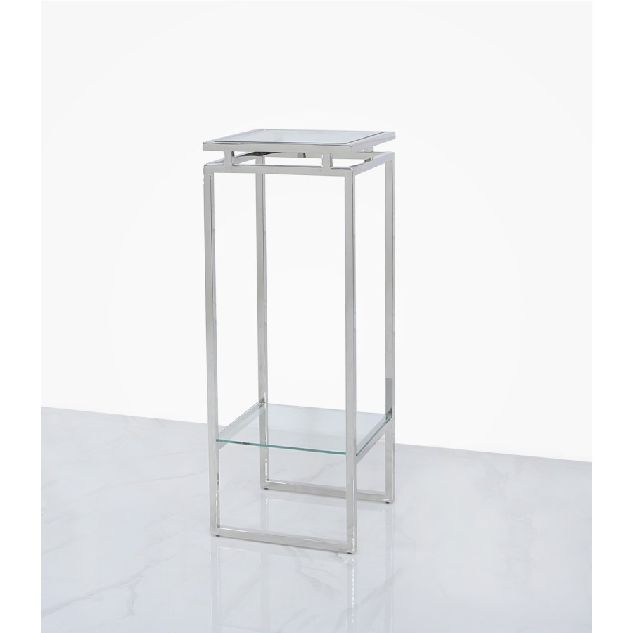 Medium Glass & Stainless Steel Plant Stand - Meridian
