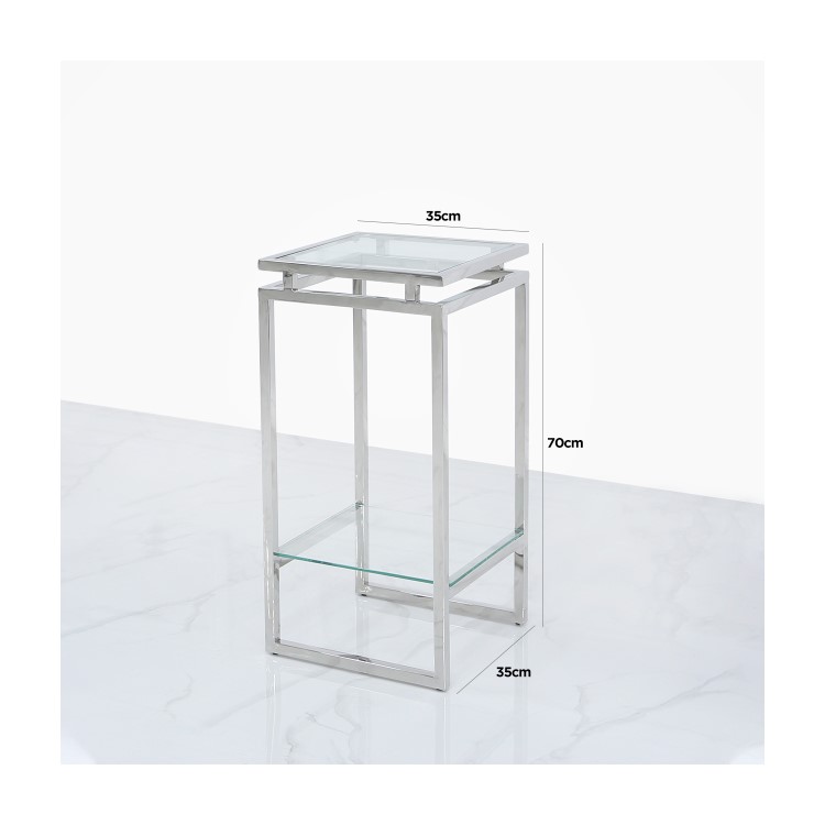 Small Glass & Stainless Steel Plant Stand