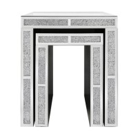 Mirrored Nest Of 2 Tables with Clear Crystals - Milano