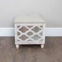 Mirrored Storage Footstool with Padded Seat
