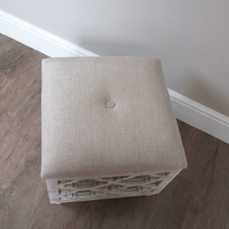 Mirrored Storage Footstool with Padded Seat