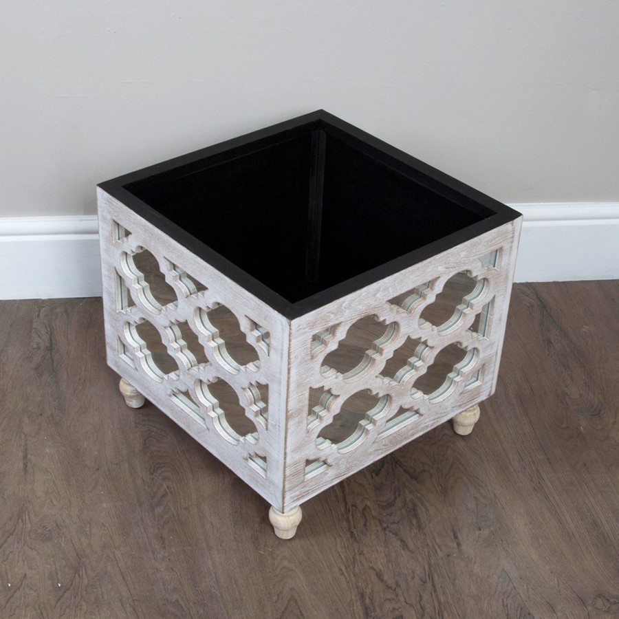 Mirrored Storage Footstool with Padded Seat