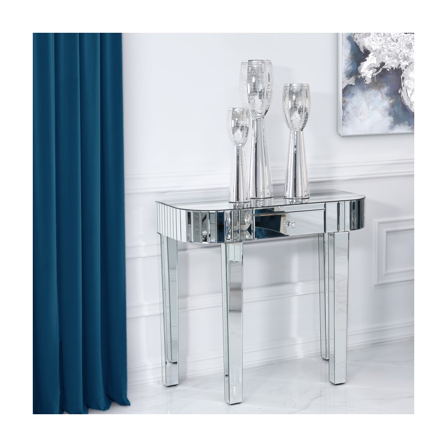 Mirrored Console Table with Rounded Edge