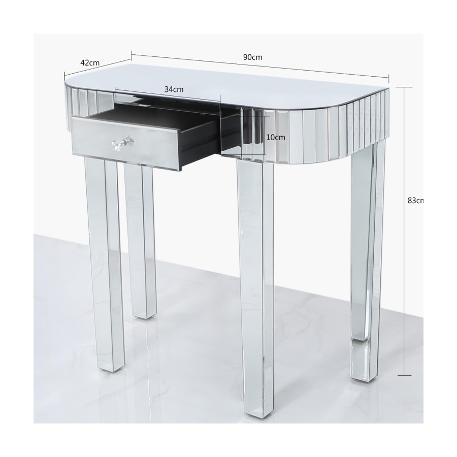 Mirrored Console Table with Rounded Edge
