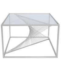 Silver Metal & Clear Glass Coffee Table