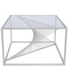 Silver Metal &amp; Clear Glass Coffee Table