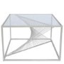 Silver Metal & Clear Glass Coffee Table