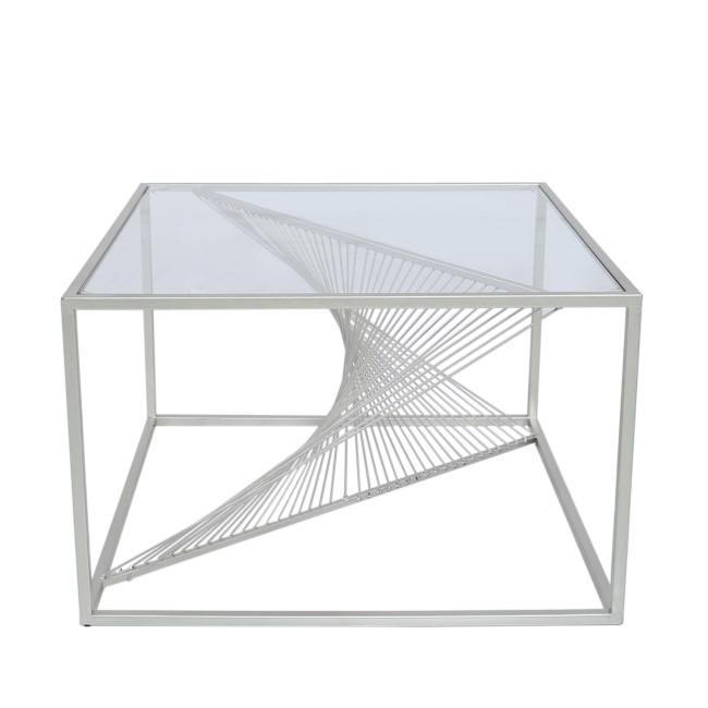 Silver Metal & Clear Glass Coffee Table