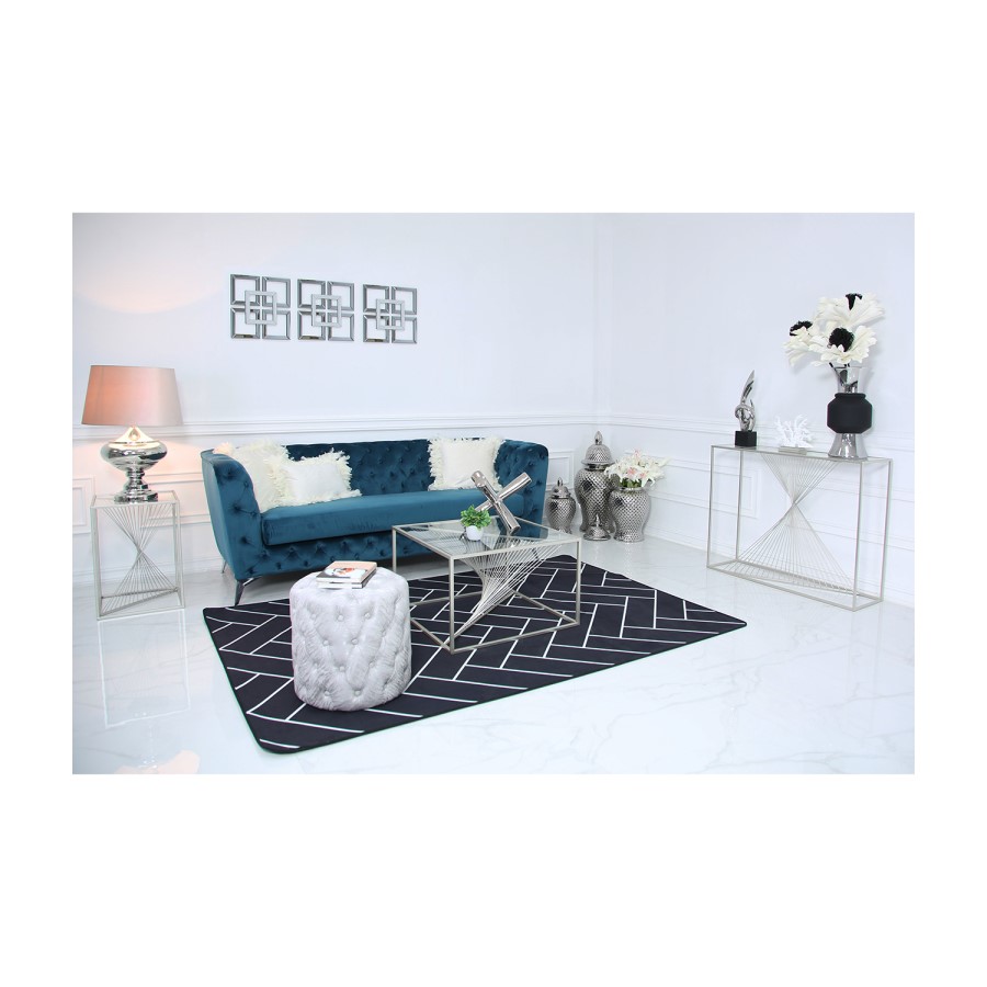 Silver Metal & Clear Glass Coffee Table