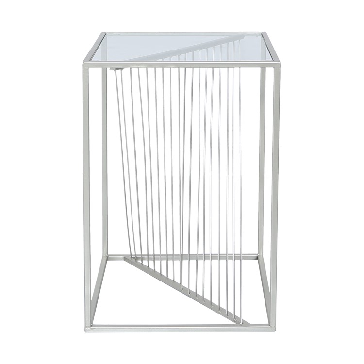 Glass & Silver Side Table - Aurora Boutique