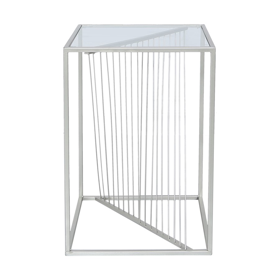 GRADE A1 - Glass & Silver Side Table - Aurora Boutique