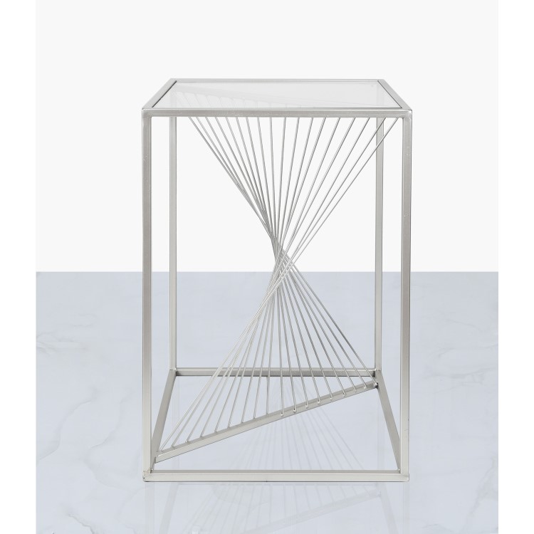 Glass & Silver Side Table - Aurora Boutique