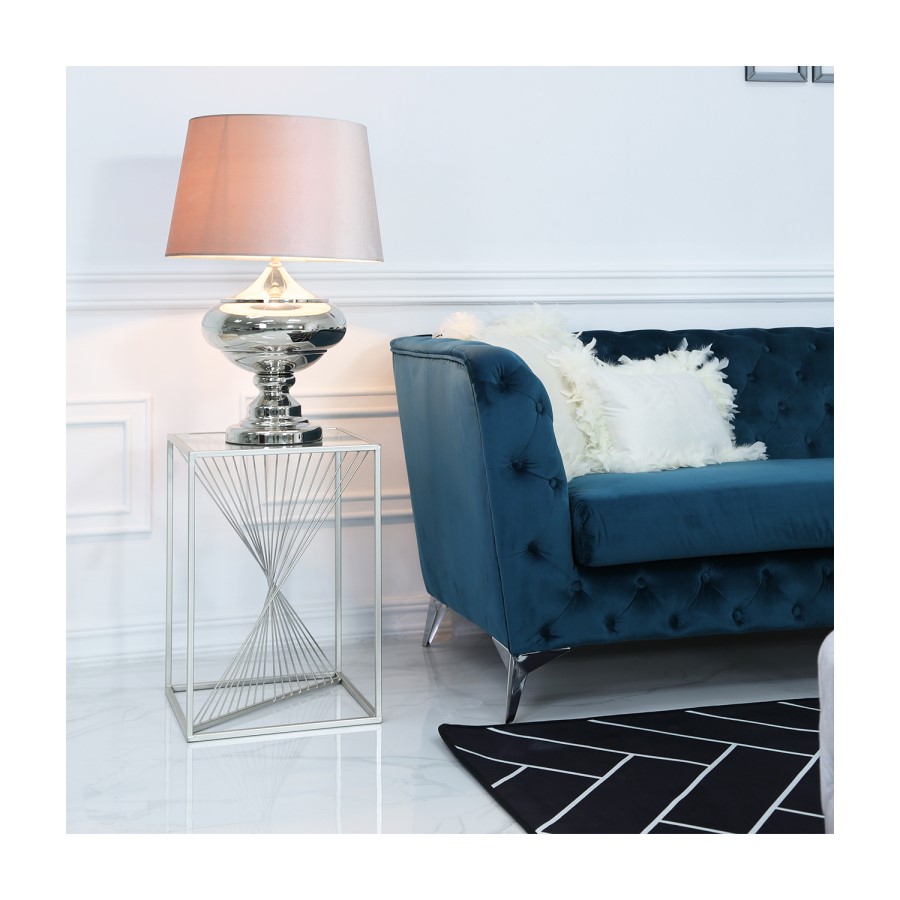 GRADE A1 - Glass & Silver Side Table - Aurora Boutique