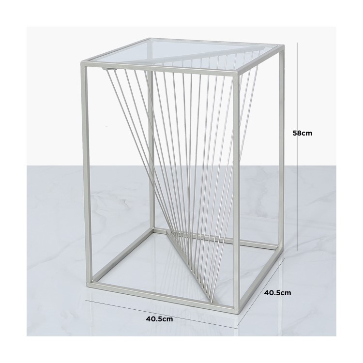 Glass & Silver Side Table - Aurora Boutique