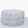 Silver Coffee Table With Mirrored Top &amp; Velvet Tufted Design