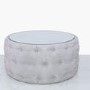 Silver Coffee Table With Mirrored Top & Velvet Tufted Design