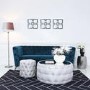 Silver Coffee Table With Mirrored Top & Velvet Tufted Design