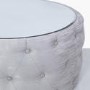 Silver Coffee Table With Mirrored Top & Velvet Tufted Design