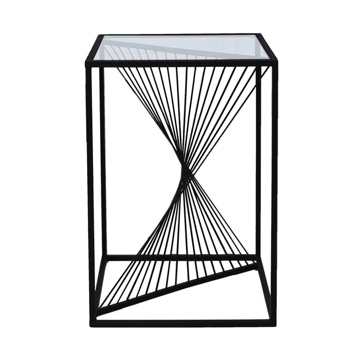 Black Metal & Glass Side Table