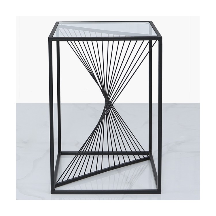 Black Metal & Glass Side Table