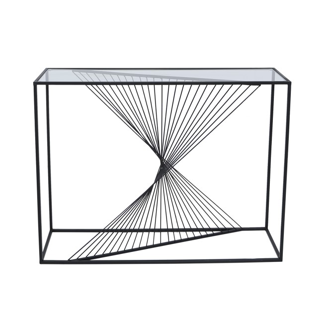 Black Metal & Glass Console Table