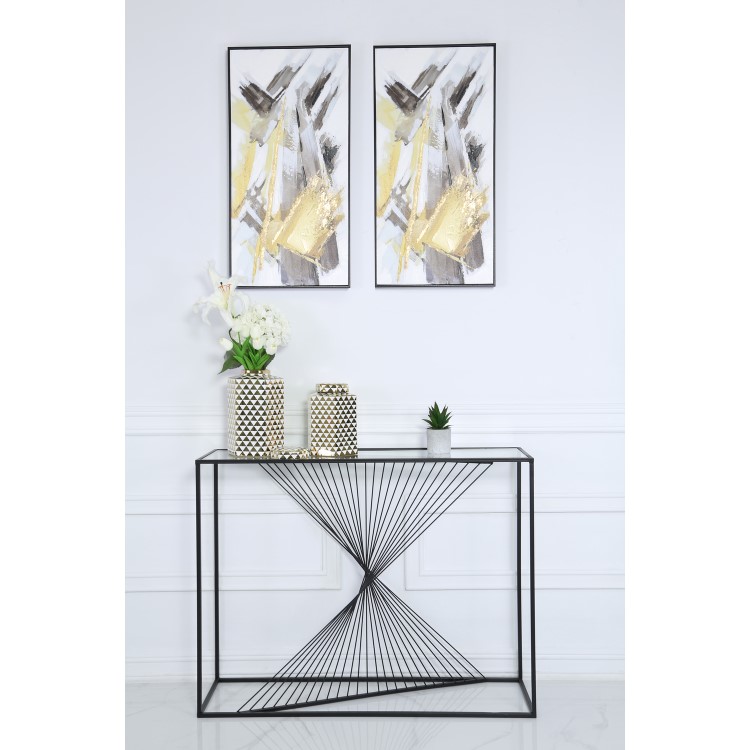 Black Metal & Glass Console Table