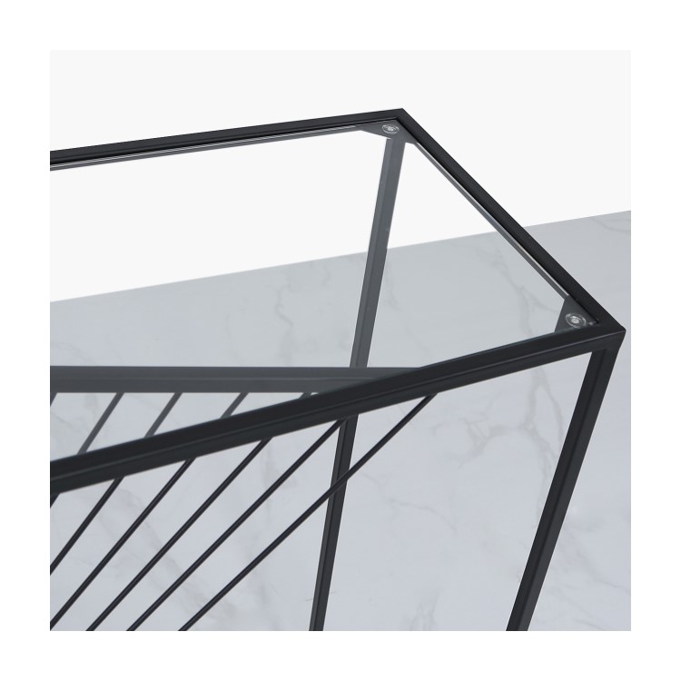 Black Metal & Glass Console Table