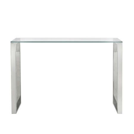 Stainless Steel Console Table with Glass Top - Furniture123