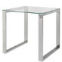 Stainless Steel Side Table with Glass Top