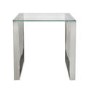 Stainless Steel Side Table with Glass Top