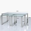 Nest of 3 Tables in Stainless Steel with Glass Top