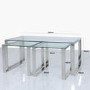 Nest of 3 Tables in Stainless Steel with Glass Top