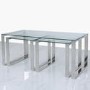 Nest of 3 Tables in Stainless Steel with Glass Top