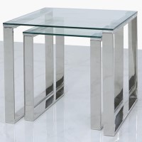 Nest of 2 Tables in Stainless Steel with Glass Top Nest of 2 Tables in Stainless Steel with Glass Top