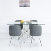 160cm Chrome &amp; Glass Rectangular Dining Set with 4 Chairs