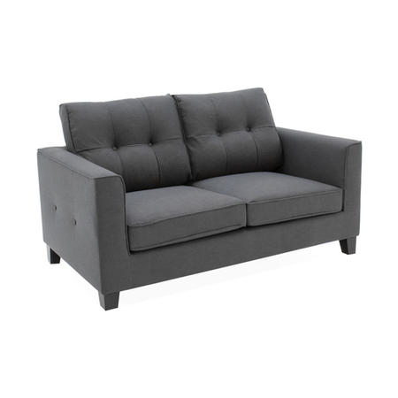 Astrid Grey Fabric 2 Seater Sofa with Button Back