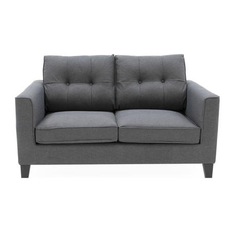 Astrid Grey Fabric 2 Seater Sofa with Button Back