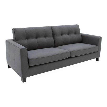 Astrid Grey Fabric 3 Seater Sofa with Button Back