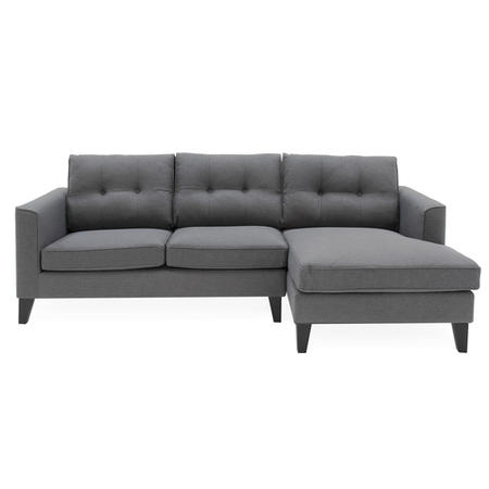Astrid Grey Fabric Corner Sofa with Button Back