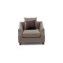 Arden Grey Fabric Armchair with Studded Arms & Cushions