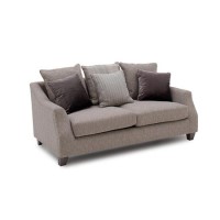 Arden Grey Fabric 2 Seater Sofa with Studded Arms & Cushions