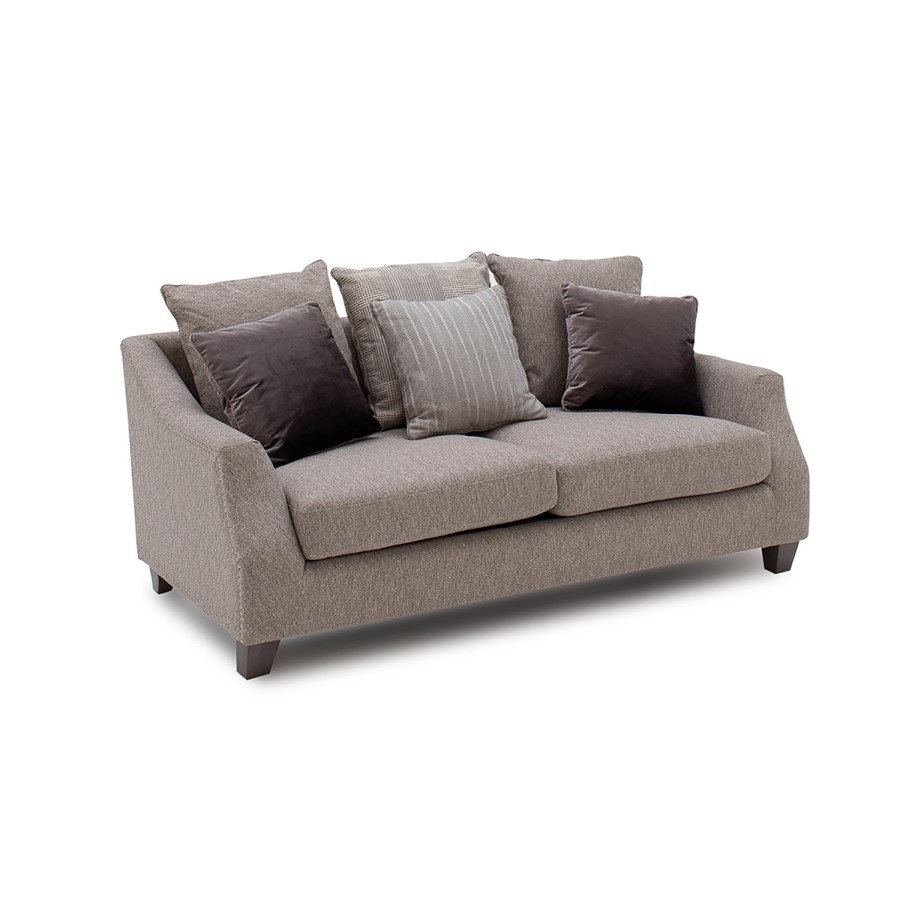 Arden Grey Fabric 2 Seater Sofa with Studded Arms & Cushions