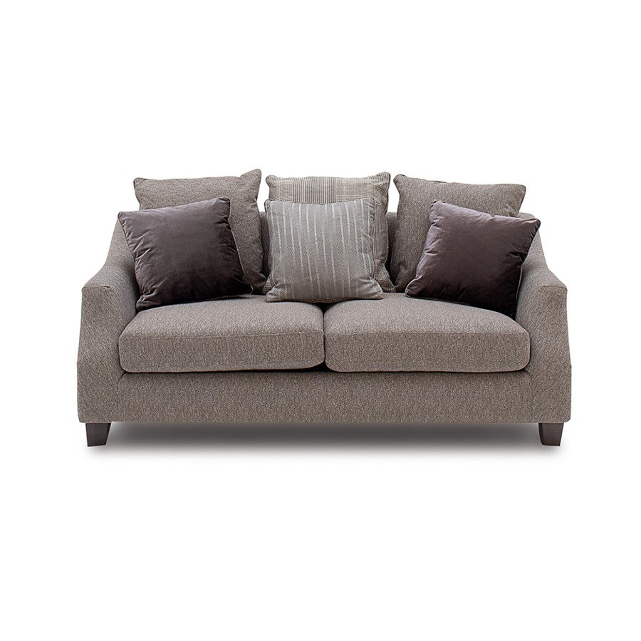 Arden Grey Fabric 2 Seater Sofa with Studded Arms & Cushions